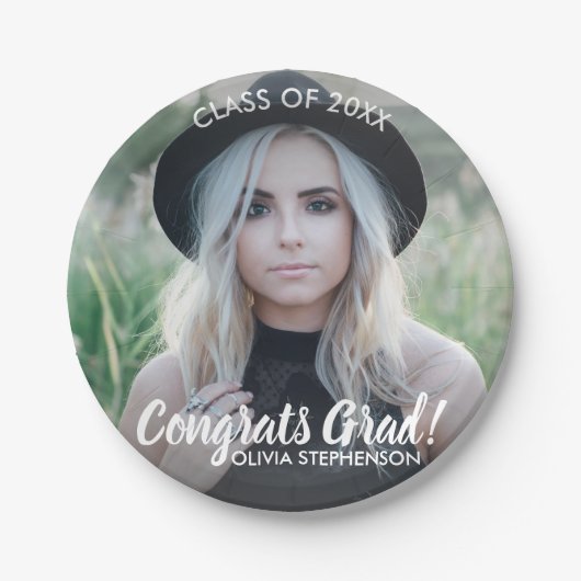 卒業写真クラス20XXおめでとうございますカスタム ペーパープレート (正面)