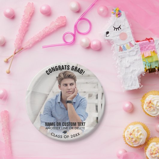 卒業写真クラス20XXおめでとうカスタム卒業 ペーパープレート (パーティー)