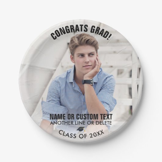 卒業写真クラス20XXおめでとうカスタム卒業 ペーパープレート (正面)