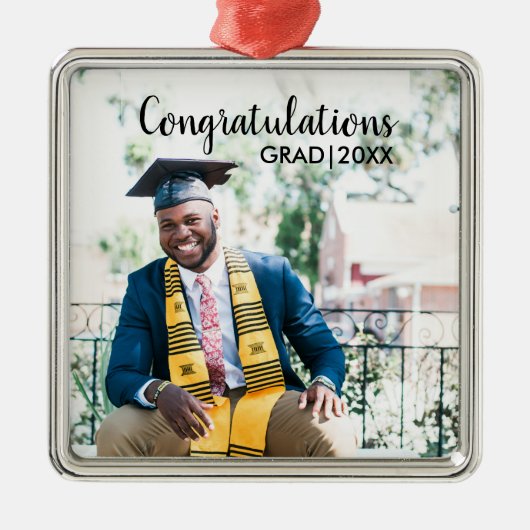 卒業写真クラス20XXモダンタイポグラフィ メタルオーナメント (正面)