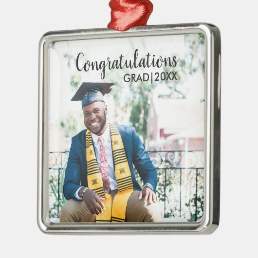 卒業写真クラス20XXモダンタイポグラフィ メタルオーナメント (左)