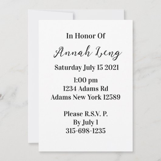 卒業写真クラス の 招待状 (裏面)