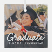 卒業写真クリスマスモダンシンプル ガラスオーナメント (正面)