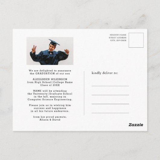 卒業写真クロウフィッシュ煮沸パーティの招待状 ポストカード (裏面)