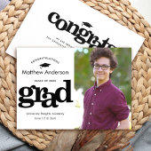 卒業写真グラフィックはっきりしたモダン白黒 案内状