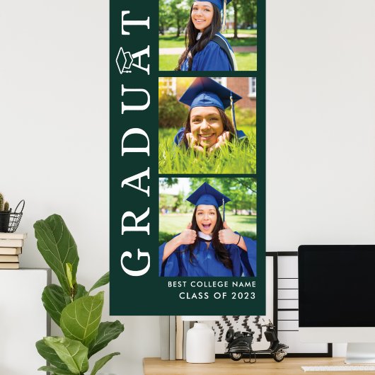 卒業写真グリーンとホワイトグラード2025 ポスター (ホームオフィス)