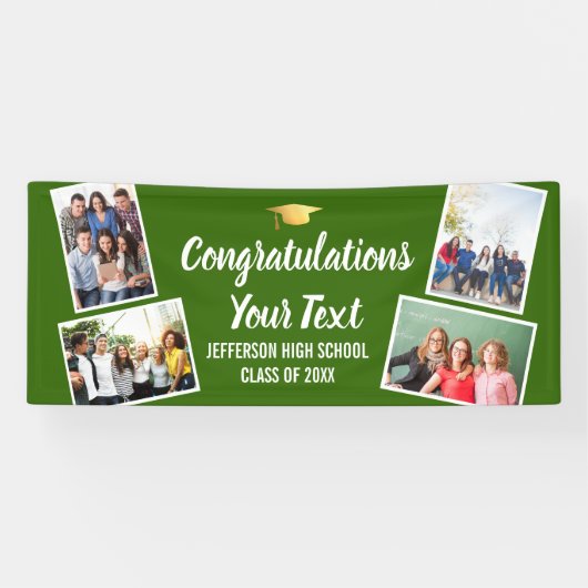 卒業写真コラージュおめでとうシニアカラー 横断幕 (横)