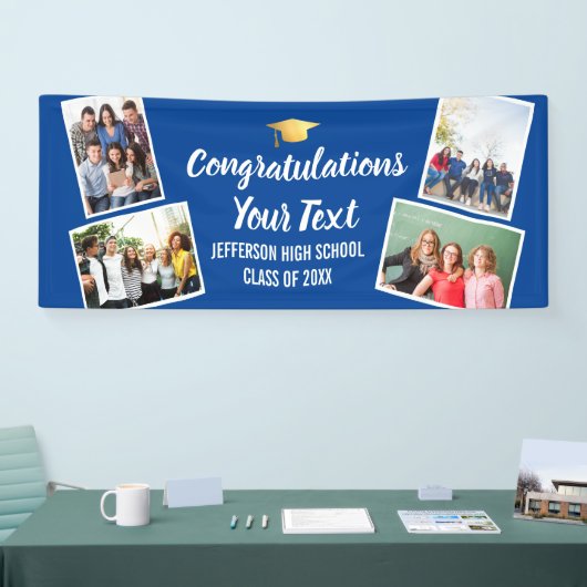 卒業写真コラージュおめでとうシニアカラー 横断幕 (トレードショー)