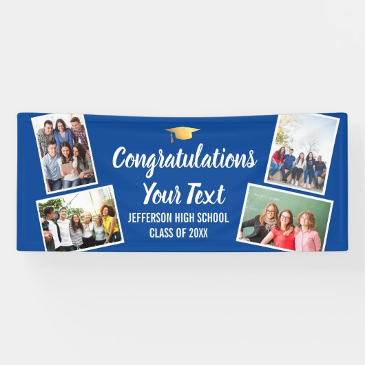 卒業写真コラージュおめでとうシニアカラー 横断幕 (横)