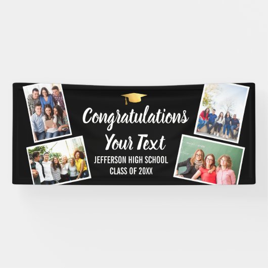 卒業写真コラージュおめでとうシニアカラー 横断幕 (横)