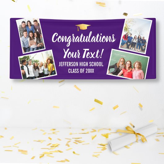 卒業写真コラージュおめでとうシニアカラー 横断幕