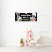 卒業写真コラージュおめでとうシニアブラック 横断幕 (インサイチュ)