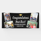 卒業写真コラージュおめでとうシニアブラック 横断幕 (横)