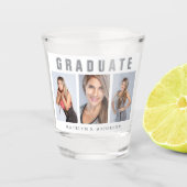 卒業写真コラージュおめでとう白 ショットグラス (正面)