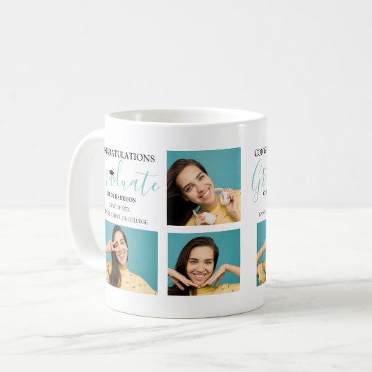 卒業写真コラージュおめでとう コーヒーマグカップ (正面左)