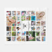 卒業写真コラージュのスクリプトクラスのホワイト フリースブランケット (正面(横))