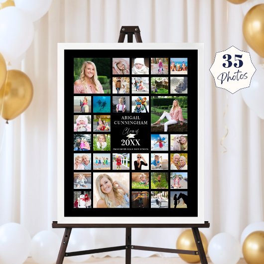 卒業写真コラージュクラスのブラックパーティー ポスター