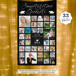 卒業写真コラージュシックなスクリプトブラック 横断幕