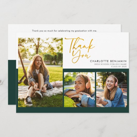 卒業写真コラージュスクリプト卒業パーティー サンキューカード (正面/裏面)