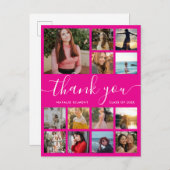 卒業写真コラージュピンクありがとうはがき 案内ポストカード (正面/裏面)