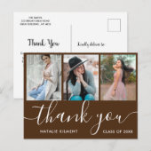 卒業写真コラージュブラウンありがとうはがき 案内ポストカード (正面/裏面)