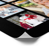 卒業写真コラージュ卒業記念ブラック ポスター (角)