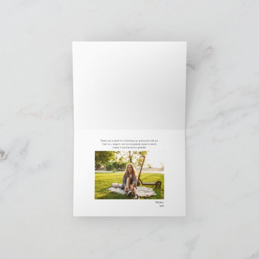 卒業写真コラージュ手書き卒業 サンキューカード (内部)