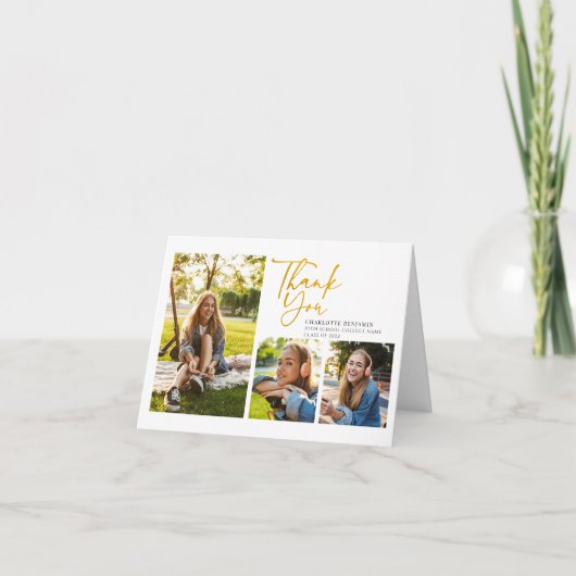 卒業写真コラージュ手書き卒業 サンキューカード (正面)