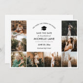 卒業写真コラージュ日付の保存 サンキューカード (正面/裏面)