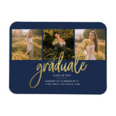 卒業写真コラージュ海軍金ゴールド発表 マグネット (横)