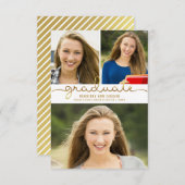 卒業写真コラージュ簡単DIYテンプレート 案内状 (正面/裏面)