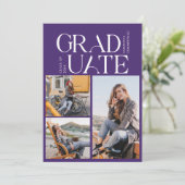 卒業写真コラージュ紫の卒業生 案内状 (スタンド正面)