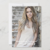 卒業写真コラージュ緑の名前卒業 案内状 (裏面)