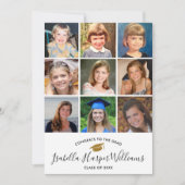 卒業写真コラージュ金ゴールドグリッターグラードパーティー 招待状 (正面)