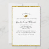 卒業写真コラージュ金ゴールドグリッターグラードパーティー 招待状 (裏面)