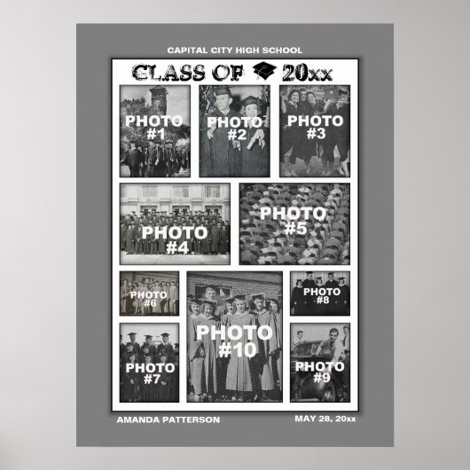 卒業写真コラージュ10枚ポスター ポスター (正面)
