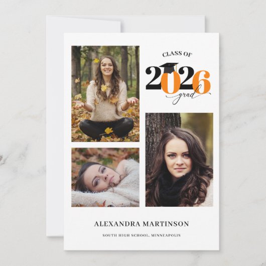 卒業写真コラージュ2023年オレンジクラス 招待状 (正面)