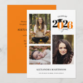 卒業写真コラージュ2023年オレンジクラス 招待状 (正面/裏面)