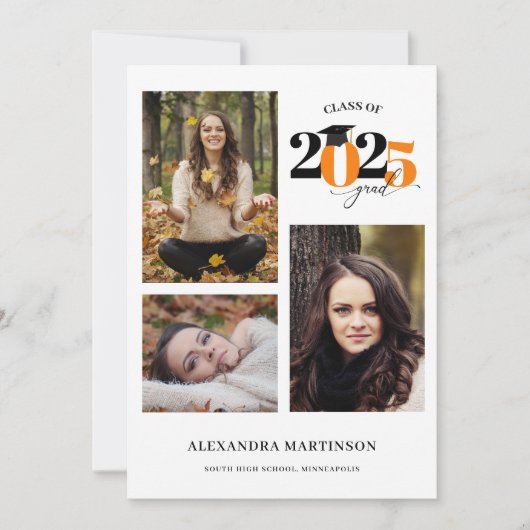 卒業写真コラージュ2023年オレンジクラス 招待状 (正面)