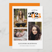 卒業写真コラージュ2023年オレンジクラス 招待状 (正面/裏面)