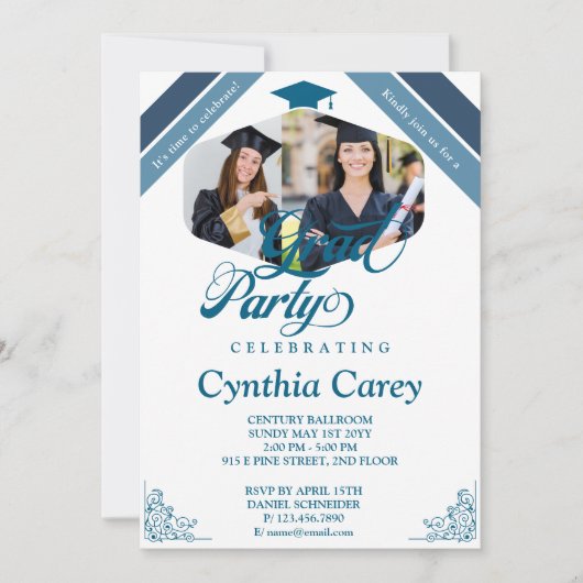 卒業写真コラージュ 招待状 (正面)