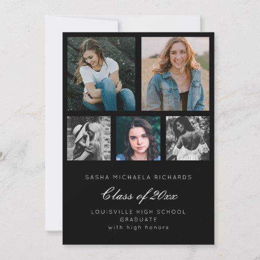 卒業写真コラージュ 招待状 (正面)
