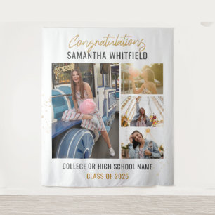 卒業写真コラージュ 現代の卒業式背景 タペストリー