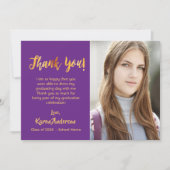 卒業写真サンキューカード紫金ゴールド 招待状 (正面)
