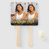 卒業写真シックなシンプル金ゴールドモダンキープサケ ハンドファン (正面&裏面)