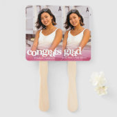 卒業写真シックシンプルなモダンピンクの記念 ハンドファン (正面&裏面)