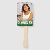 卒業写真シックシンプルなモダン緑の記念 ハンドファン (正面)