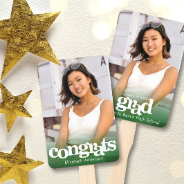 卒業写真シックシンプルなモダン緑の記念 ハンドファン