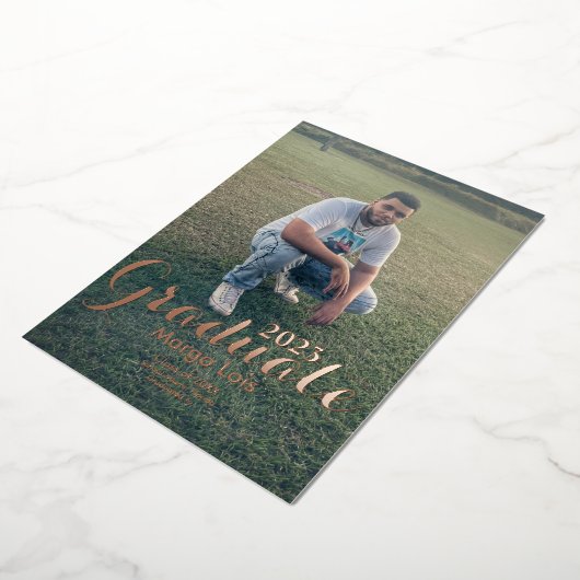 卒業写真シルバープレスはっきりした済み 箔招待状 (回転した状態)