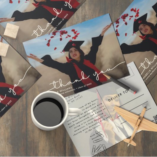 卒業写真シンプルありがとう ポストカード